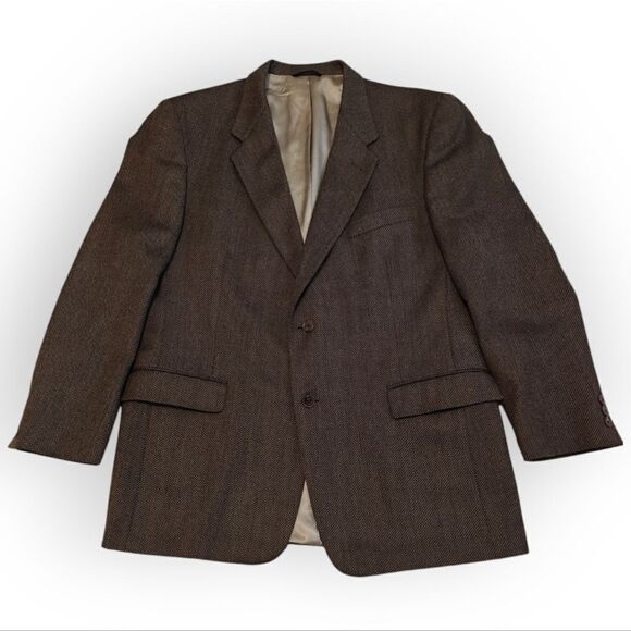 HART SCHAFFNER MARX NORDSTROM BROWN WOOL BLAZER SUIT JACKET SIZE 44R - Picture 2 of 8